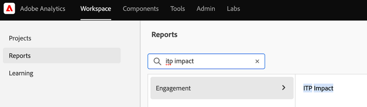 ITP Impact Report in Adobe Analytics
